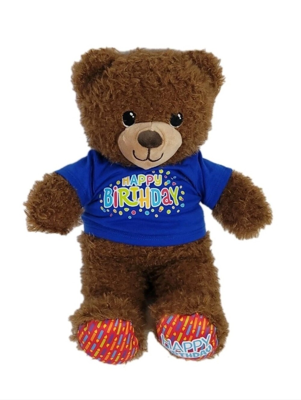 Build A Bear Plush Teddy 15" Happy Birthday Stuffed Animal Boys Brown Blue Rare